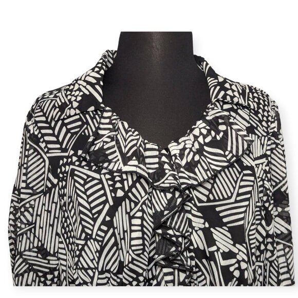 Studio 1940 Black & White Long Sleeve Top Size 14/16 - Picture 2 of 13